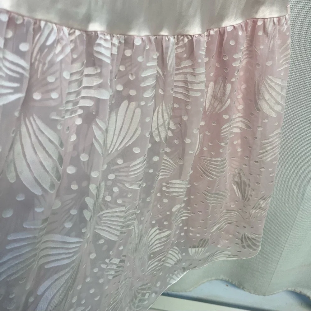 Vtg Amaretta Pink Satin Chiffon Babydoll Slip Balletcore Romantic‎ nightgown